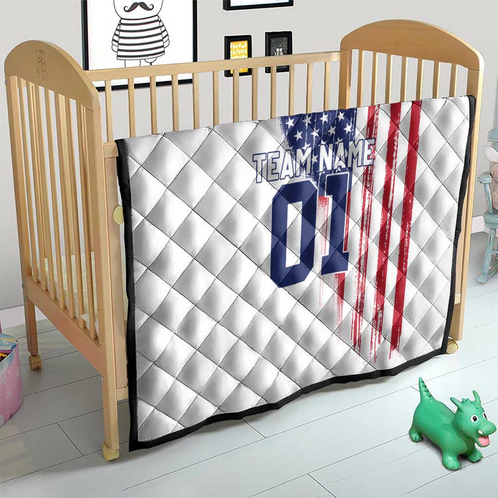 Motocross Rider Graphic Dirtbike Racing Quilt with Distressed American Flag and Custom Number - Wonder Print Shop