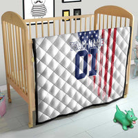 Motocross Rider Graphic Dirtbike Racing Quilt with Distressed American Flag and Custom Number - Wonder Print Shop