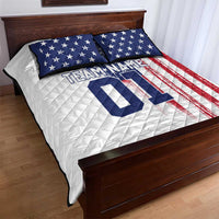 Motocross Rider Graphic Dirtbike Racing Quilt Bed Set with Distressed American Flag and Custom Number - Wonder Print Shop
