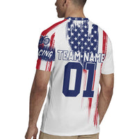 Motocross Rider Graphic Dirtbike Racing Rugby Jersey with Distressed American Flag and Custom Number - Wonder Print Shop