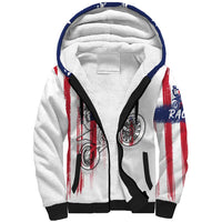 Motocross Rider Graphic Dirtbike Racing Sherpa Hoodie with Distressed American Flag and Custom Number - Wonder Print Shop