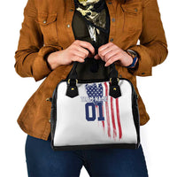 Motocross Rider Graphic Dirtbike Racing Shoulder Handbag with Distressed American Flag and Custom Number - Wonder Print Shop