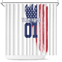 Motocross Rider Graphic Dirtbike Racing Shower Curtain with Distressed American Flag and Custom Number - Wonder Print Shop