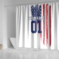 Motocross Rider Graphic Dirtbike Racing Shower Curtain with Distressed American Flag and Custom Number - Wonder Print Shop
