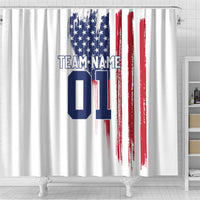 Motocross Rider Graphic Dirtbike Racing Shower Curtain with Distressed American Flag and Custom Number - Wonder Print Shop