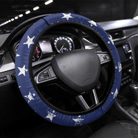 Motocross Rider Graphic Dirtbike Racing Steering Wheel Cover with Distressed American Flag and Number - Wonder Print Shop