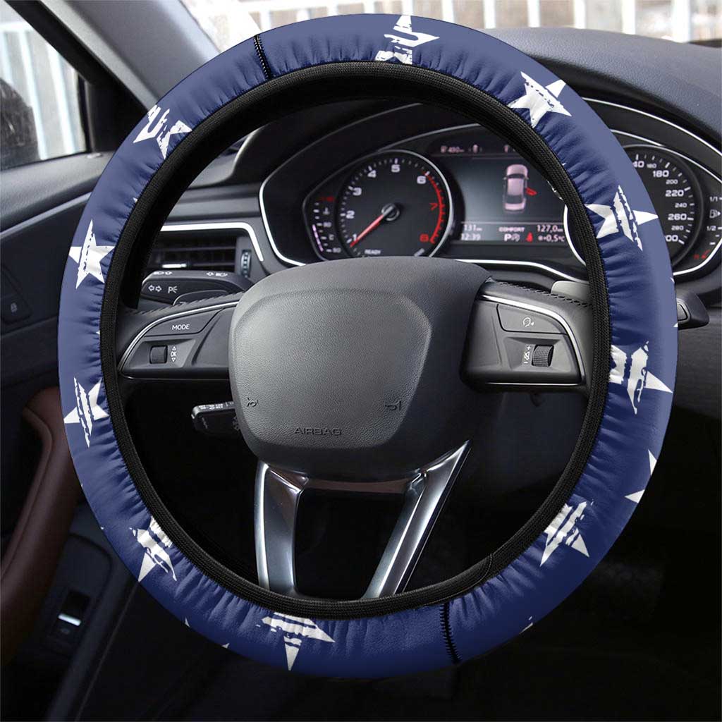 Motocross Rider Graphic Dirtbike Racing Steering Wheel Cover with Distressed American Flag and Number - Wonder Print Shop