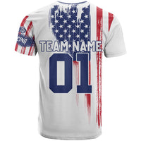 Motocross Rider Graphic Dirtbike Racing T Shirt with Distressed American Flag and Custom Number - Wonder Print Shop