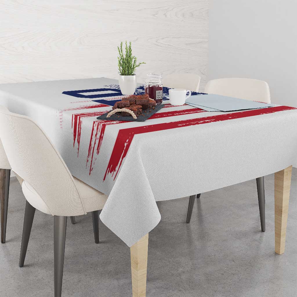 Motocross Rider Graphic Dirtbike Racing Tablecloth with Distressed American Flag and Custom Number - Wonder Print Shop