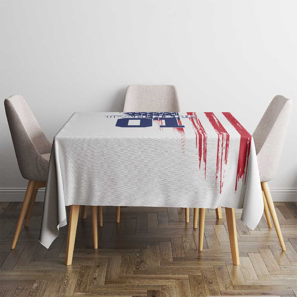 Motocross Rider Graphic Dirtbike Racing Tablecloth with Distressed American Flag and Custom Number - Wonder Print Shop