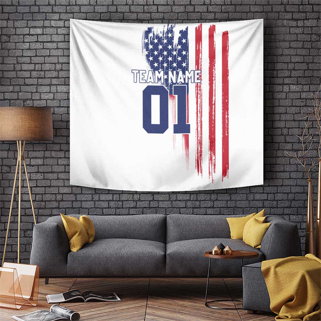 Motocross Rider Graphic Dirtbike Racing Tapestry with Distressed American Flag and Custom Number - Wonder Print Shop