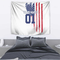 Motocross Rider Graphic Dirtbike Racing Tapestry with Distressed American Flag and Custom Number - Wonder Print Shop