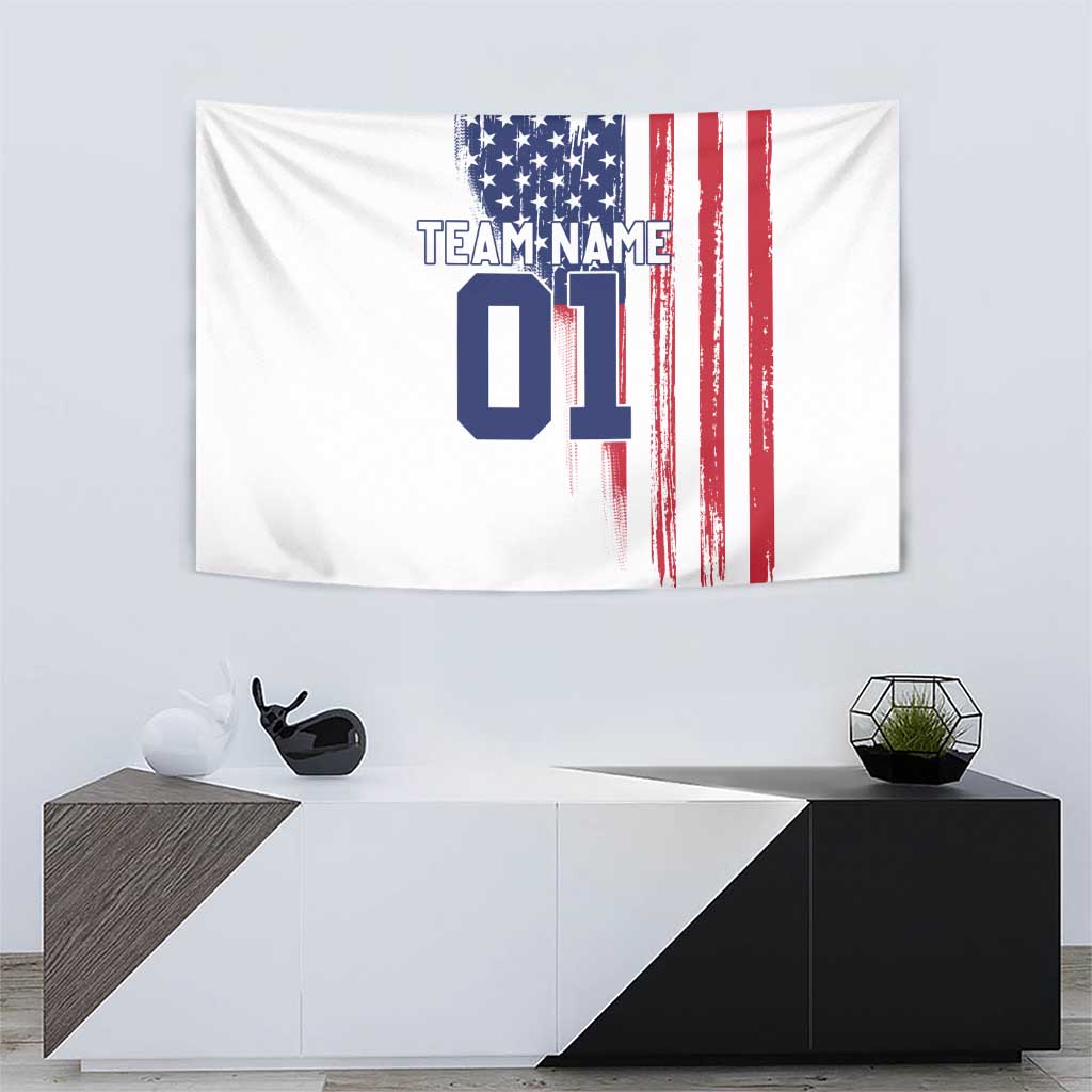 Motocross Rider Graphic Dirtbike Racing Tapestry with Distressed American Flag and Custom Number - Wonder Print Shop