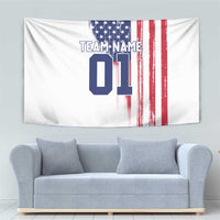 Motocross Rider Graphic Dirtbike Racing Tapestry with Distressed American Flag and Custom Number - Wonder Print Shop