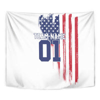 Motocross Rider Graphic Dirtbike Racing Tapestry with Distressed American Flag and Custom Number - Wonder Print Shop