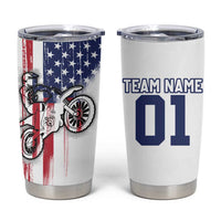 Motocross Rider Graphic Dirtbike Racing Tumbler Cup with Distressed American Flag and Custom Number - Wonder Print Shop