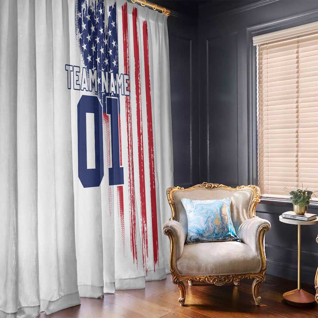 Motocross Rider Graphic Dirtbike Racing Window Curtain with Distressed American Flag and Custom Number - Wonder Print Shop