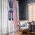 Motocross Rider Graphic Dirtbike Racing Window Curtain with Distressed American Flag and Custom Number - Wonder Print Shop