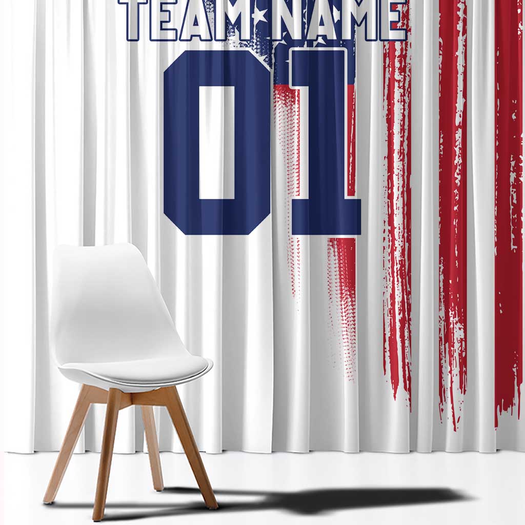 Motocross Rider Graphic Dirtbike Racing Window Curtain with Distressed American Flag and Custom Number - Wonder Print Shop
