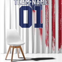 Motocross Rider Graphic Dirtbike Racing Window Curtain with Distressed American Flag and Custom Number - Wonder Print Shop