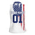 Motocross Rider Graphic Dirtbike Racing Women Sleeveless Polo Shirt with Distressed American Flag and Custom Number - Wonder Print Shop