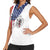 Motocross Rider Graphic Dirtbike Racing Women Sleeveless Polo Shirt with Distressed American Flag and Custom Number - Wonder Print Shop