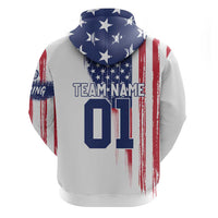 Motocross Rider Graphic Dirtbike Racing Zip Hoodie with Distressed American Flag and Custom Number - Wonder Print Shop