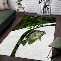 Crappie Fishing Green Camo Area Rug with Leaf Camouflage and Custom Name Design - Wonder Print Shop