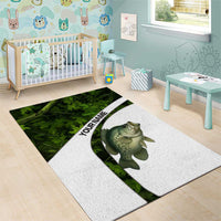Crappie Fishing Green Camo Area Rug with Leaf Camouflage and Custom Name Design - Wonder Print Shop