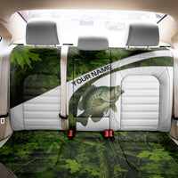 Crappie Fishing Green Camo Back Car Seat Cover with Leaf Camouflage and Custom Name Design - Wonder Print Shop