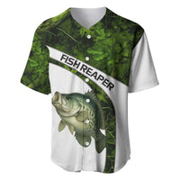 Crappie Fishing Green Camo Baseball Jersey with Leaf Camouflage and Custom Name Design - Wonder Print Shop