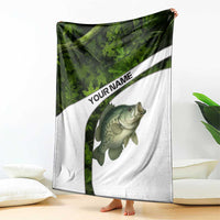 Crappie Fishing Green Camo Blanket with Leaf Camouflage and Custom Name Design - Wonder Print Shop