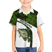 Crappie Fishing Green Camo Family Matching Long Sleeve Bodycon Dress and Hawaiian Shirt with Leaf Camouflage and Custom Name Design - Wonder Print Shop