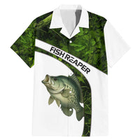 Crappie Fishing Green Camo Family Matching Mermaid Dress and Hawaiian Shirt with Leaf Camouflage and Custom Name Design - Wonder Print Shop