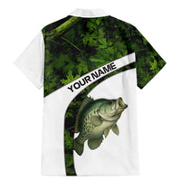 Crappie Fishing Green Camo Family Matching Mermaid Dress and Hawaiian Shirt with Leaf Camouflage and Custom Name Design - Wonder Print Shop