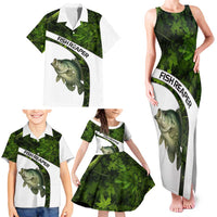 Crappie Fishing Green Camo Family Matching Tank Maxi Dress and Hawaiian Shirt with Leaf Camouflage and Custom Name Design - Wonder Print Shop