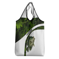 Crappie Fishing Green Camo Grocery Bag with Leaf Camouflage and Custom Name Design - Wonder Print Shop