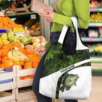 Crappie Fishing Green Camo Grocery Bag with Leaf Camouflage and Custom Name Design - Wonder Print Shop