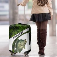 Crappie Fishing Green Camo Luggage Cover with Leaf Camouflage and Custom Name Design - Wonder Print Shop