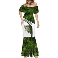 Crappie Fishing Green Camo Mermaid Dress with Leaf Camouflage and Custom Name Design - Wonder Print Shop