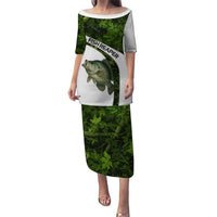 Crappie Fishing Green Camo Puletasi with Leaf Camouflage and Custom Name Design - Wonder Print Shop