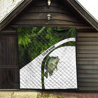 Crappie Fishing Green Camo Quilt with Leaf Camouflage and Custom Name Design - Wonder Print Shop