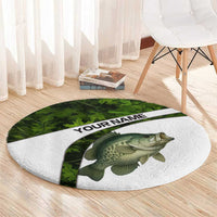 Crappie Fishing Green Camo Round Carpet with Leaf Camouflage and Custom Name Design - Wonder Print Shop