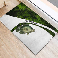 Crappie Fishing Green Camo Rubber Doormat with Leaf Camouflage and Custom Name Design - Wonder Print Shop