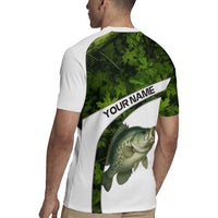 Crappie Fishing Green Camo Rugby Jersey with Leaf Camouflage and Custom Name Design - Wonder Print Shop