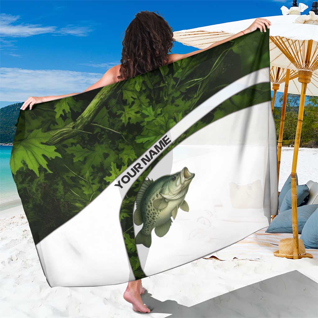 Crappie Fishing Green Camo Sarong with Leaf Camouflage and Custom Name Design - Wonder Print Shop