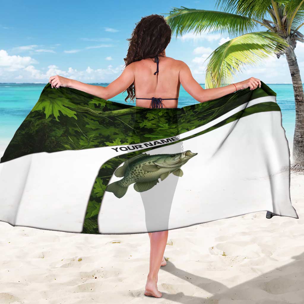 Crappie Fishing Green Camo Sarong with Leaf Camouflage and Custom Name Design - Wonder Print Shop