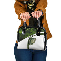 Crappie Fishing Green Camo Shoulder Handbag with Leaf Camouflage and Custom Name Design - Wonder Print Shop