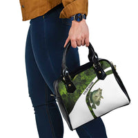 Crappie Fishing Green Camo Shoulder Handbag with Leaf Camouflage and Custom Name Design - Wonder Print Shop