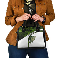 Crappie Fishing Green Camo Shoulder Handbag with Leaf Camouflage and Custom Name Design - Wonder Print Shop
